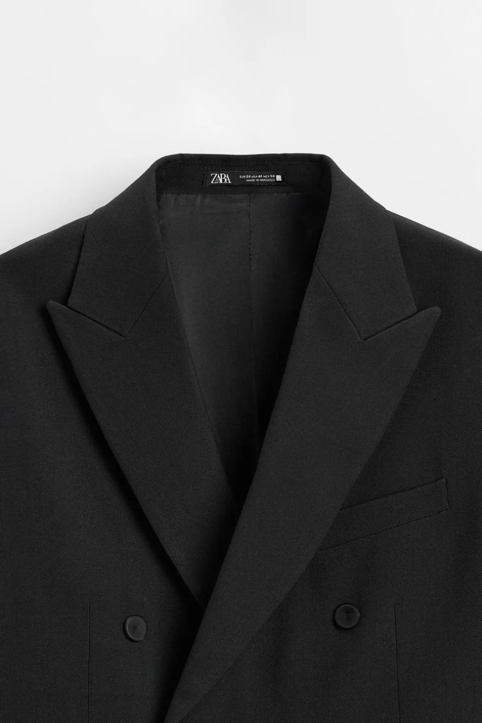 ZARA Blazers^BLAZER CRUZADO SMOKING Preto