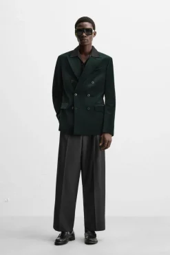ZARA Blazers^BLAZER CRUZADO VELUDO Verde-escuro