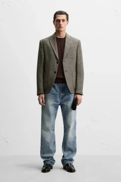 ZARA Blazers^BLAZER DE ESTRUTURA EM LINHO - LÃ Terra