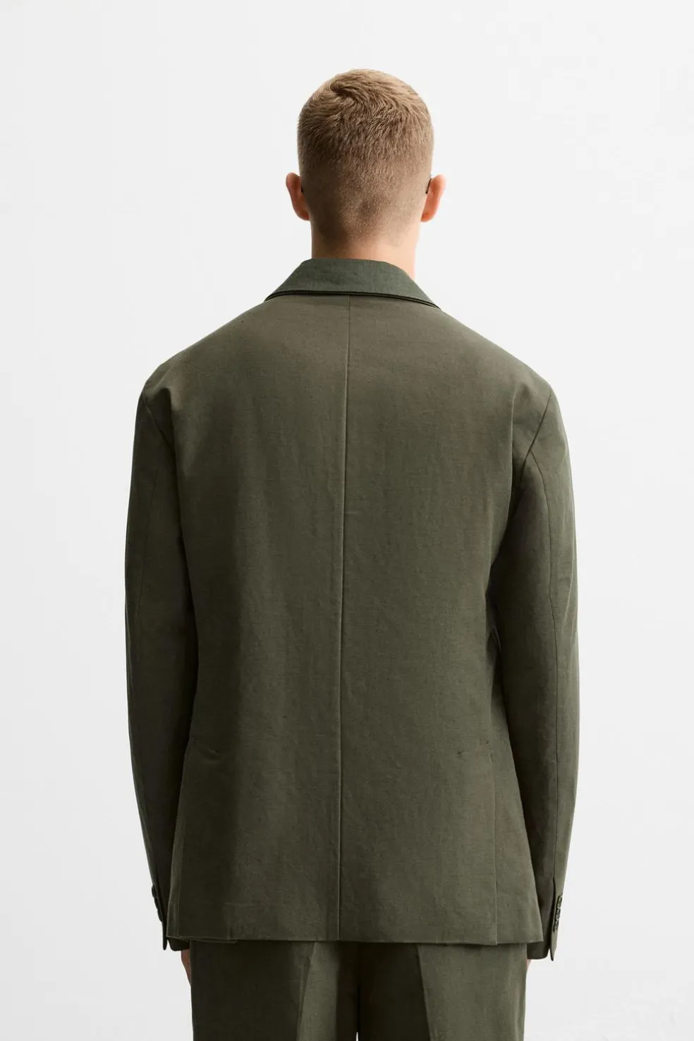 ZARA Blazers^BLAZER DE FATO ALGODÃO - LINHO Caqui