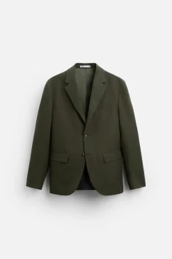 ZARA Blazers^BLAZER DE FATO ALGODÃO - LINHO Caqui
