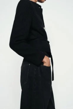 ZARA Blusões^BLAZER ESTRUTURA CINTO Preto