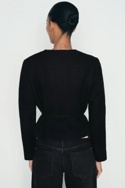 ZARA Blusões^BLAZER ESTRUTURA CINTO Preto