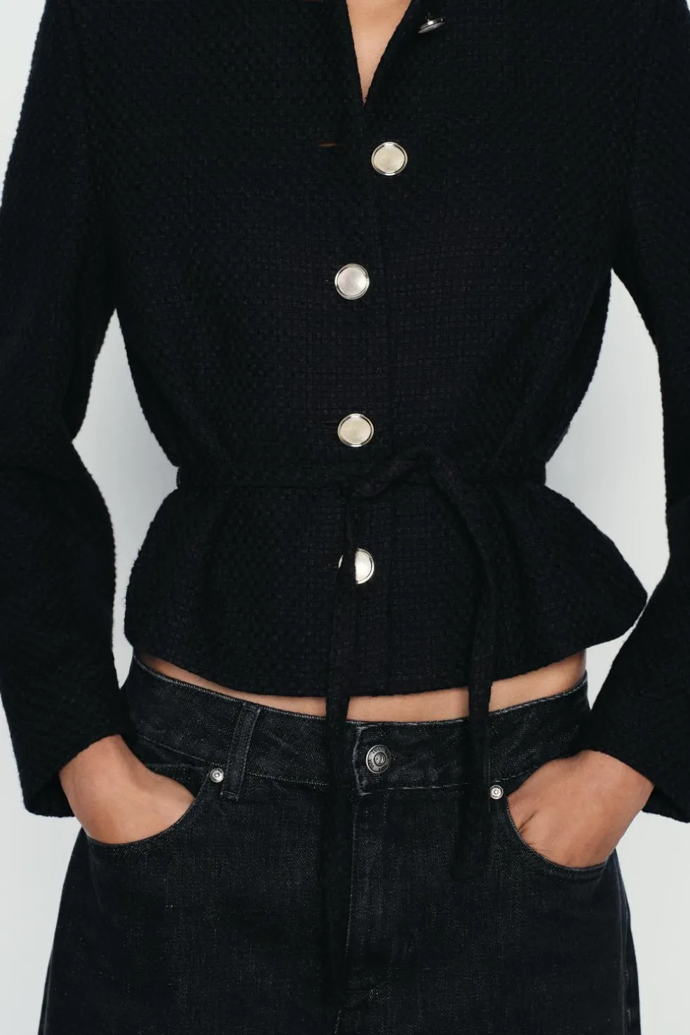 ZARA Blusões^BLAZER ESTRUTURA CINTO Preto