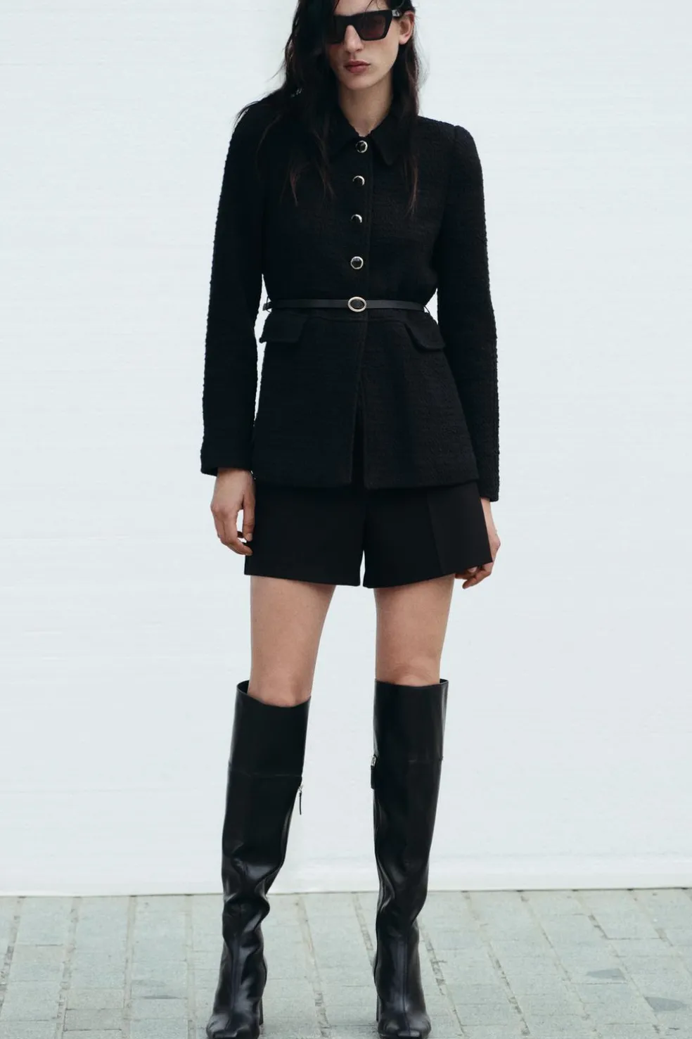ZARA Blusões^BLAZER ESTRUTURA COM CINTO Preto