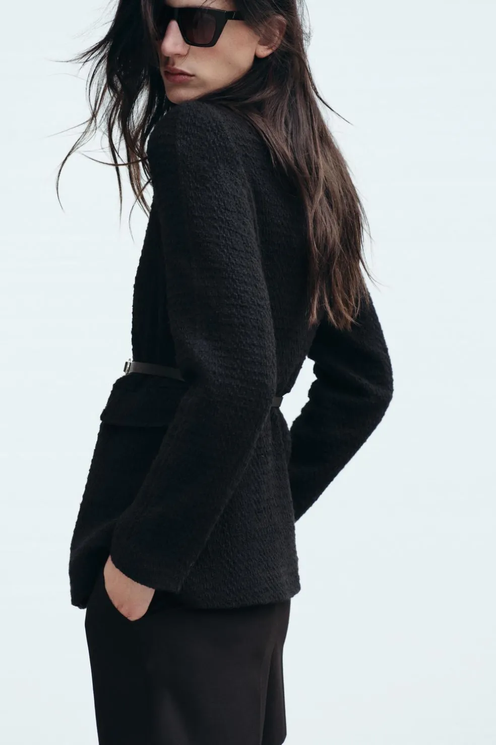 ZARA Blusões^BLAZER ESTRUTURA COM CINTO Preto