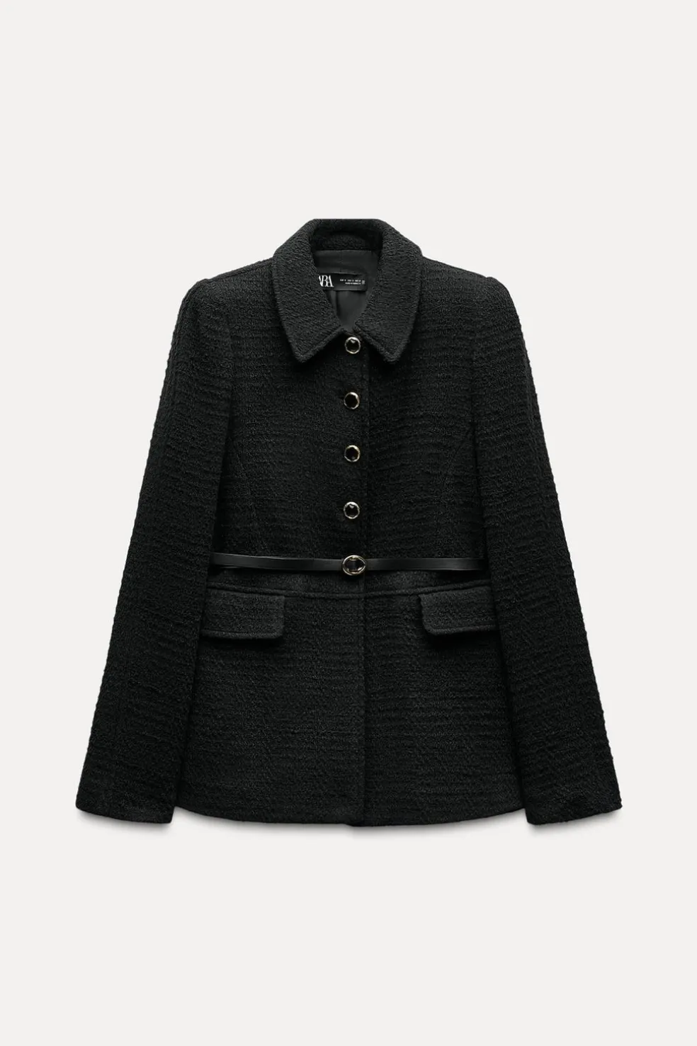ZARA Blusões^BLAZER ESTRUTURA COM CINTO Preto