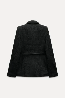 ZARA Blusões^BLAZER ESTRUTURA COM CINTO Preto