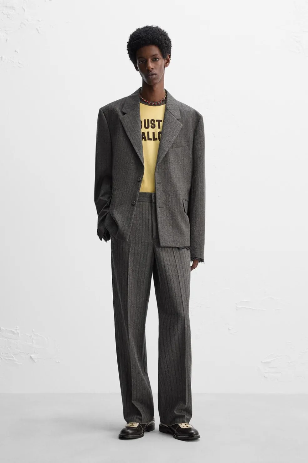ZARA Blazers^BLAZER ÀS RISCAS DE FATO X HARRY LAMBERT Cinzento-escuro