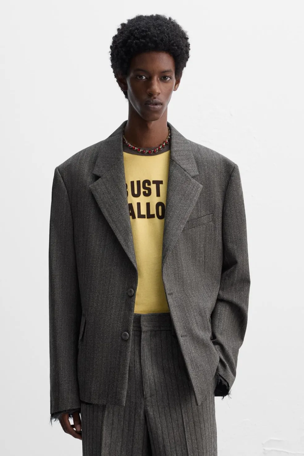 ZARA Blazers^BLAZER ÀS RISCAS DE FATO X HARRY LAMBERT Cinzento-escuro