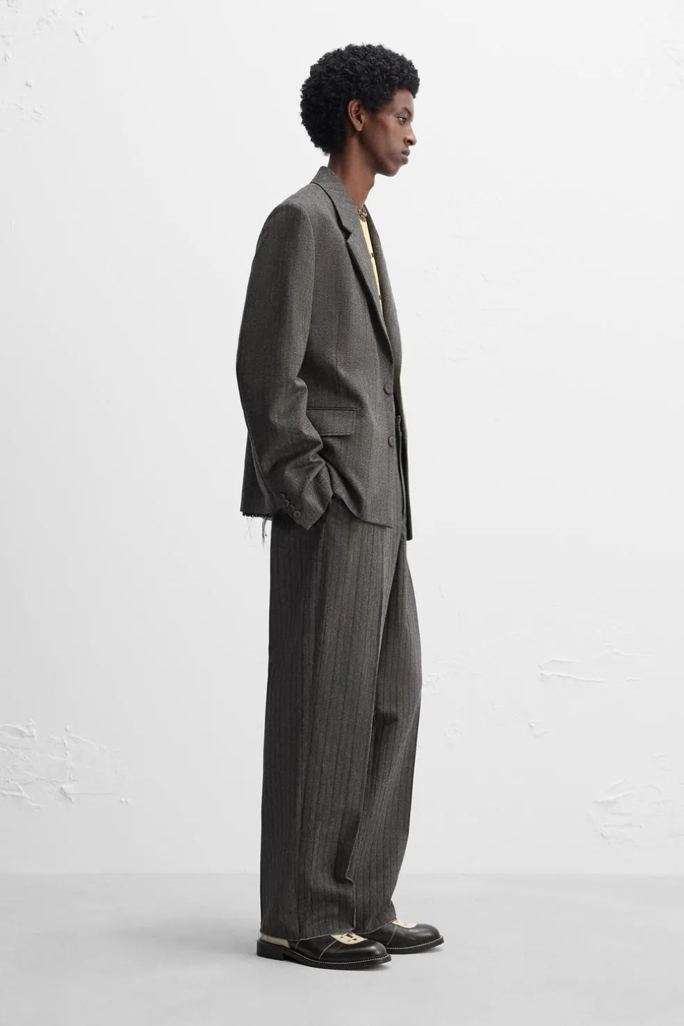 ZARA Blazers^BLAZER ÀS RISCAS DE FATO X HARRY LAMBERT Cinzento-escuro