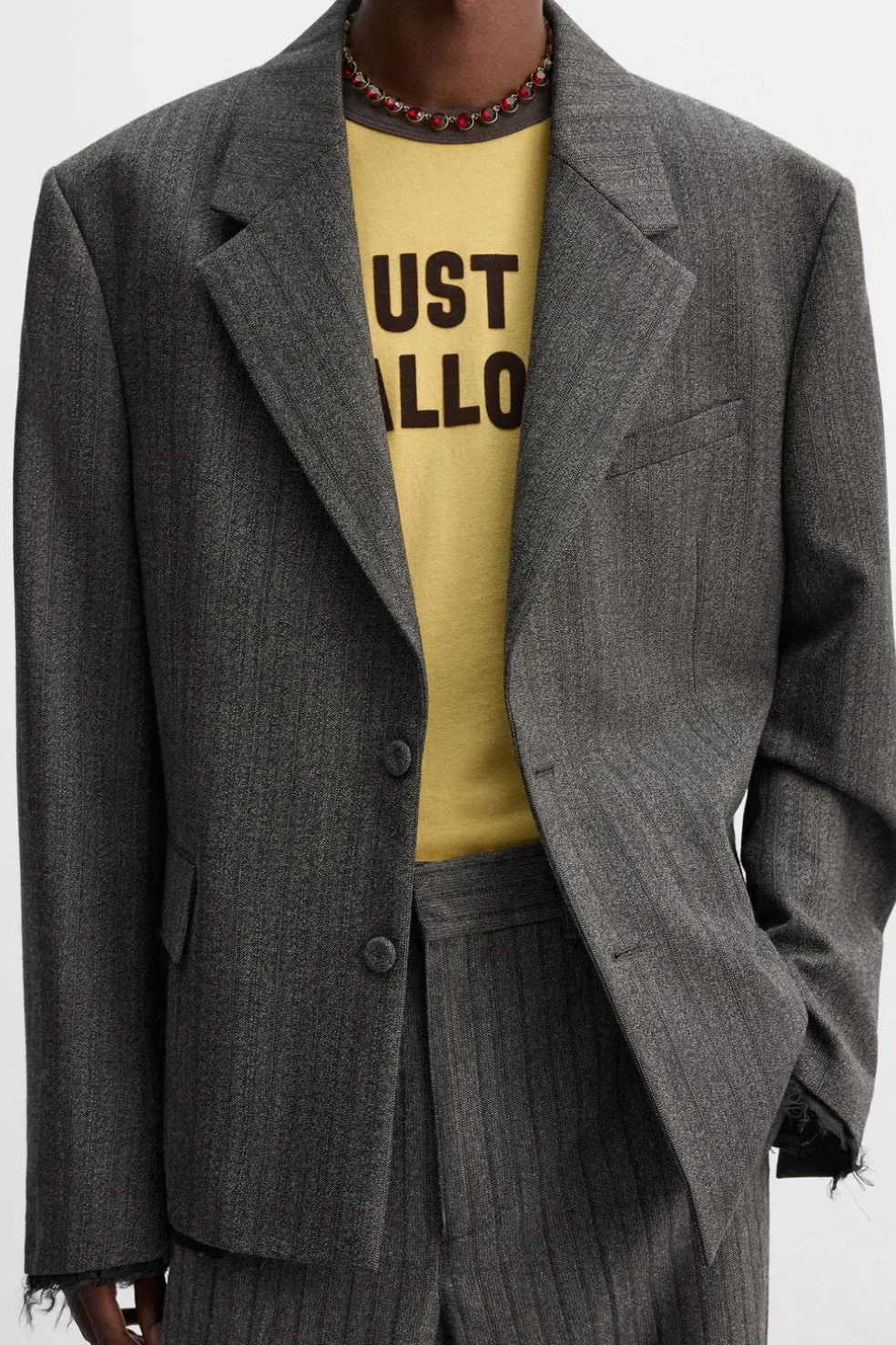 ZARA Blazers^BLAZER ÀS RISCAS DE FATO X HARRY LAMBERT Cinzento-escuro