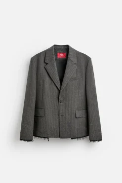 ZARA Blazers^BLAZER ÀS RISCAS DE FATO X HARRY LAMBERT Cinzento-escuro