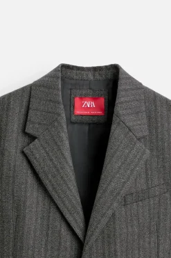 ZARA Blazers^BLAZER ÀS RISCAS DE FATO X HARRY LAMBERT Cinzento-escuro