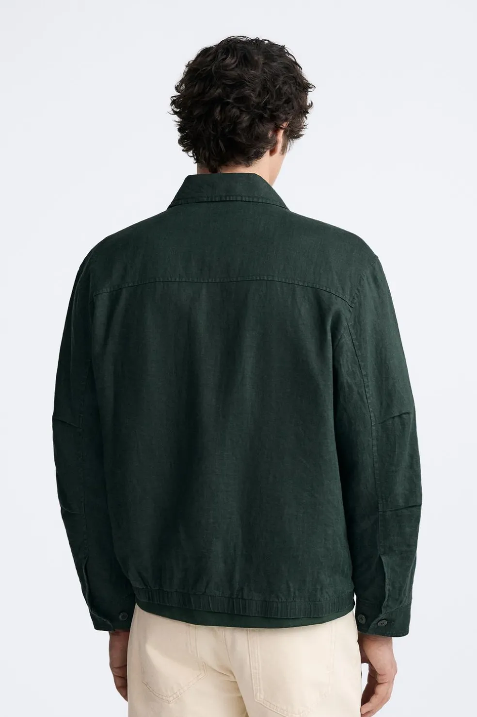 ZARA Blusões^BLUSÃO 100% LINHO Verde-escuro