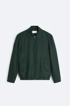 ZARA Blusões^BLUSÃO 100% LINHO Verde-escuro