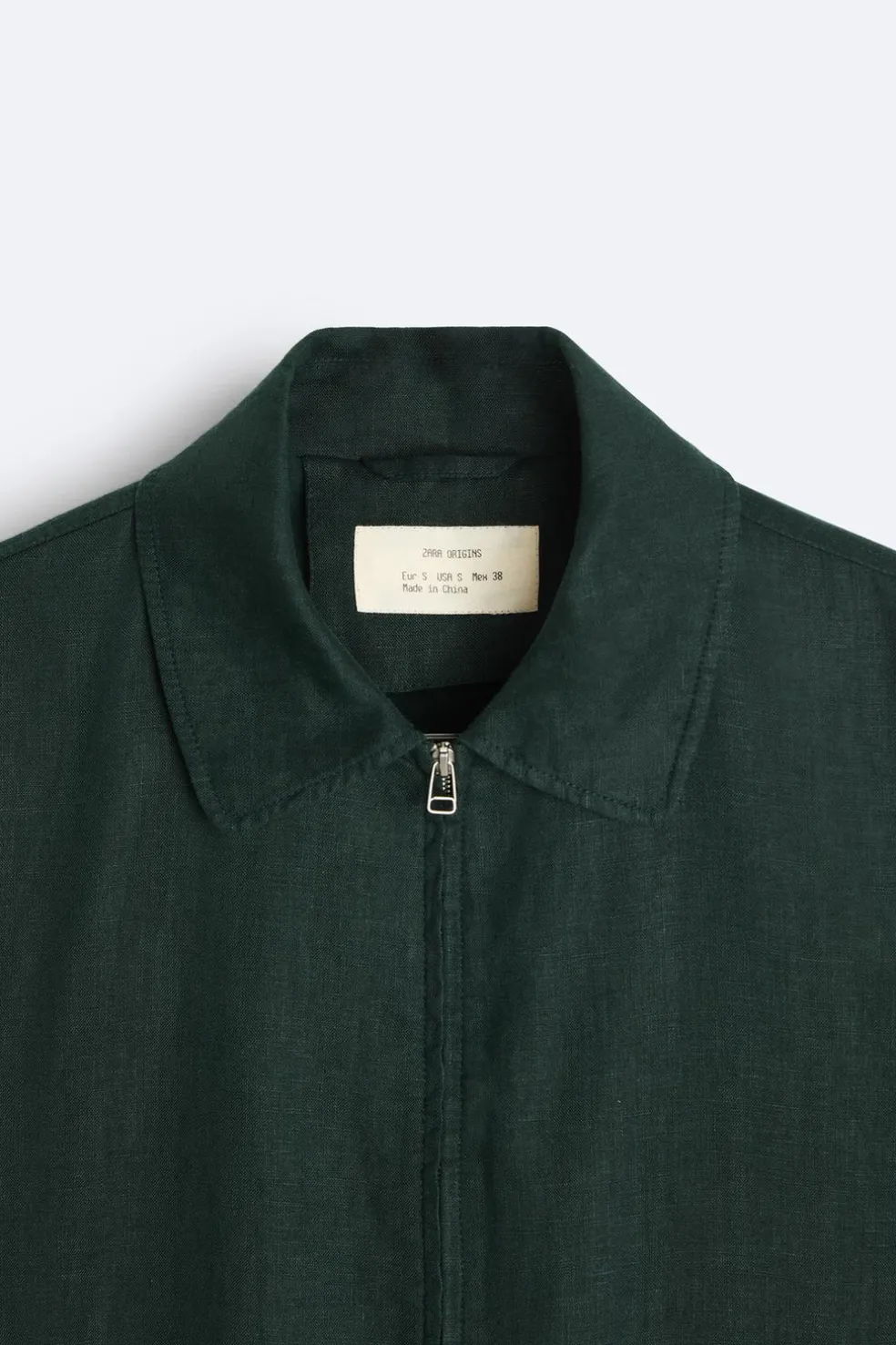 ZARA Blusões^BLUSÃO 100% LINHO Verde-escuro