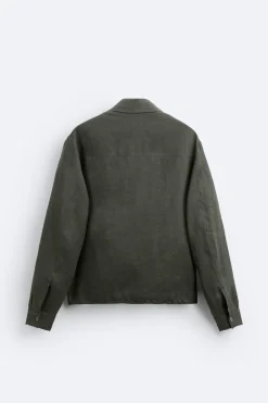 ZARA Blusões^BLUSÃO 100% LINHO Caqui