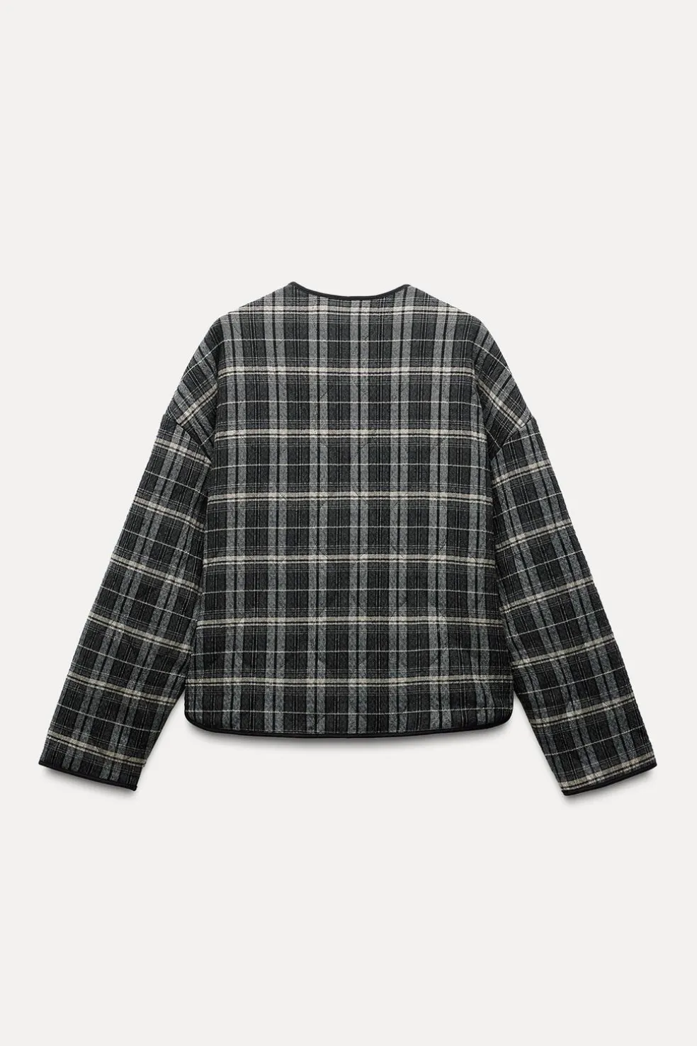 ZARA Blusões^BLUSÃO ACOLCHOADO AOS QUADRADOS Cru / Azul