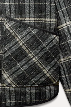 ZARA Blusões^BLUSÃO ACOLCHOADO AOS QUADRADOS Cru / Azul