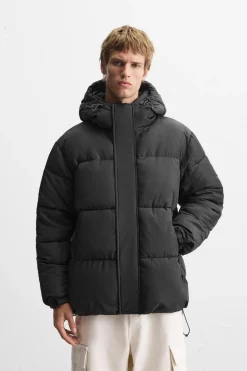 ZARA Vestuário De Inverno|Blusões^BLUSÃO ACOLCHOADO CAPUZ Preto