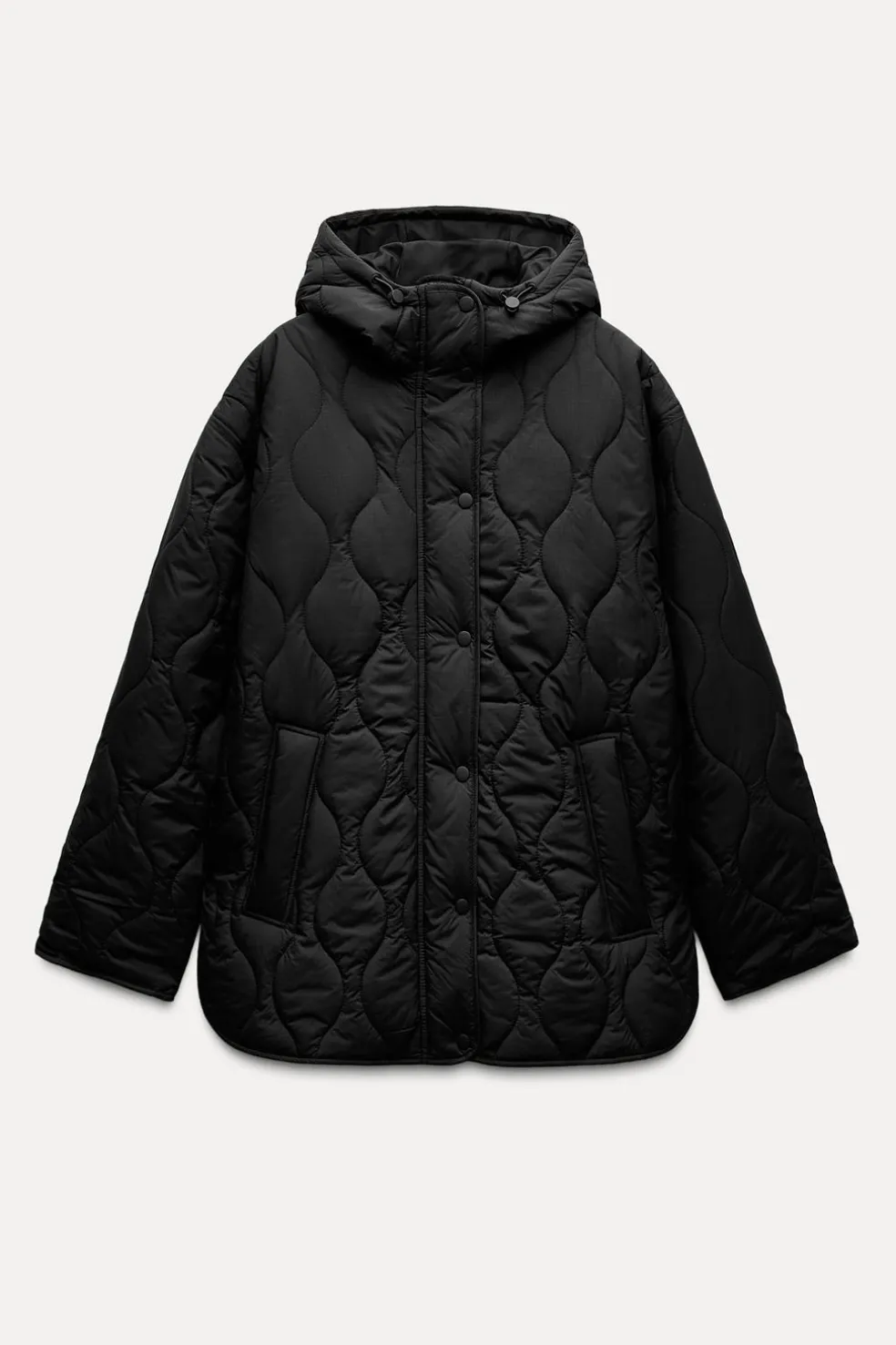 ZARA Blusões^BLUSÃO ACOLCHOADO CAPUZ Preto