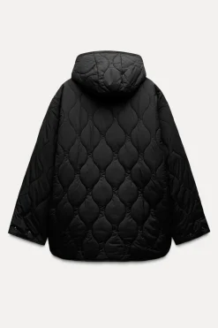 ZARA Blusões^BLUSÃO ACOLCHOADO CAPUZ Preto
