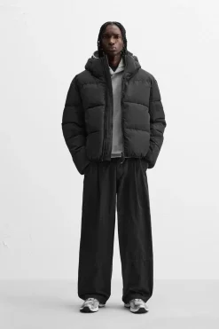 ZARA Blusões|Casacos De Pluma^BLUSÃO ACOLCHOADO COM CAPUZ Preto