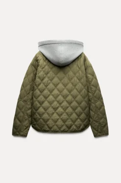 ZARA Blusões^BLUSÃO ACOLCHOADO COM CAPUZ IMPERMEÁVEL Caqui