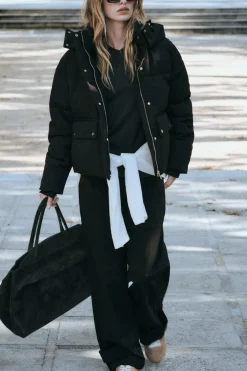 ZARA Winter Layersnew|Sobretudos / Anoraques^BLUSÃO ACOLCHOADO COM CAPUZ WATER AND WIND PROTECTION Preto