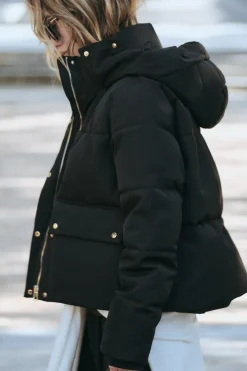 ZARA Winter Layersnew|Sobretudos / Anoraques^BLUSÃO ACOLCHOADO COM CAPUZ WATER AND WIND PROTECTION Preto