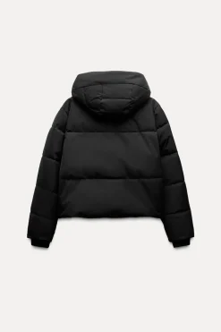 ZARA Winter Layersnew|Sobretudos / Anoraques^BLUSÃO ACOLCHOADO COM CAPUZ WATER AND WIND PROTECTION Preto