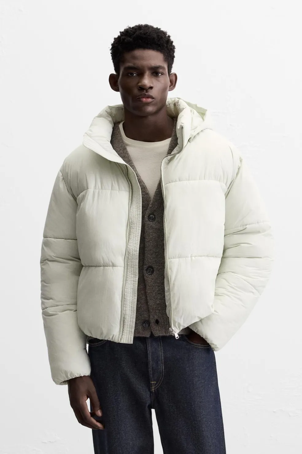 ZARA Vestuário De Inverno|Blusões^BLUSÃO ACOLCHOADO COM CAPUZ AMOVÍVEL Menta