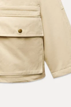 ZARA Blusões^BLUSÃO ACOLCHOADO COM GOLA DE BOMBAZINA Baunilha