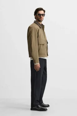 ZARA Blusões^BLUSÃO ACOLCHOADO COM GOLA COMBINADA Bege