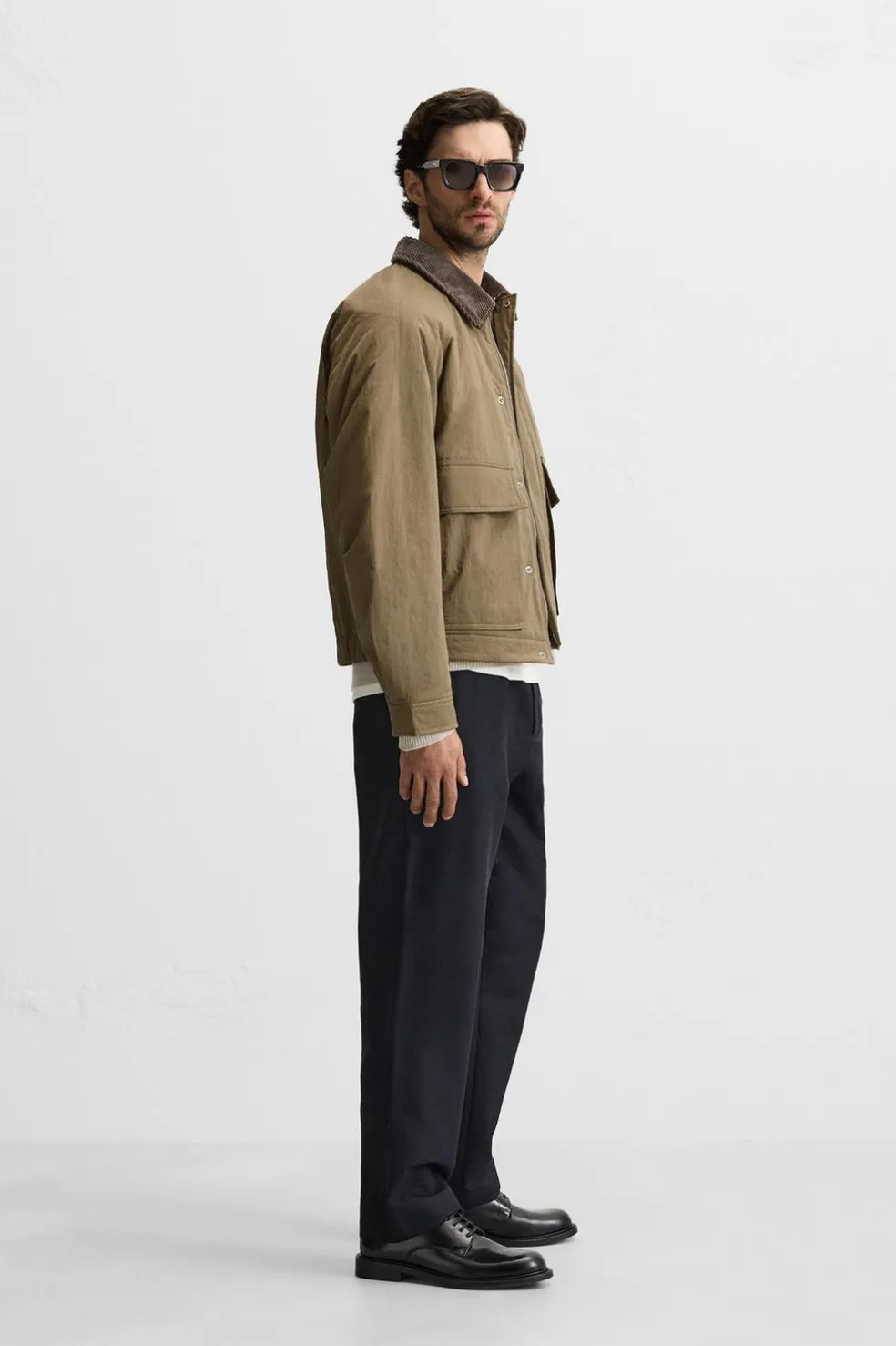 ZARA Blusões^BLUSÃO ACOLCHOADO COM GOLA COMBINADA Bege