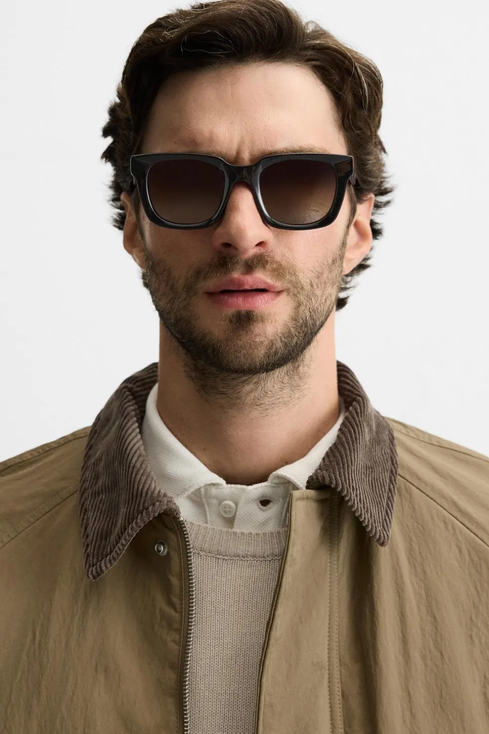 ZARA Blusões^BLUSÃO ACOLCHOADO COM GOLA COMBINADA Bege