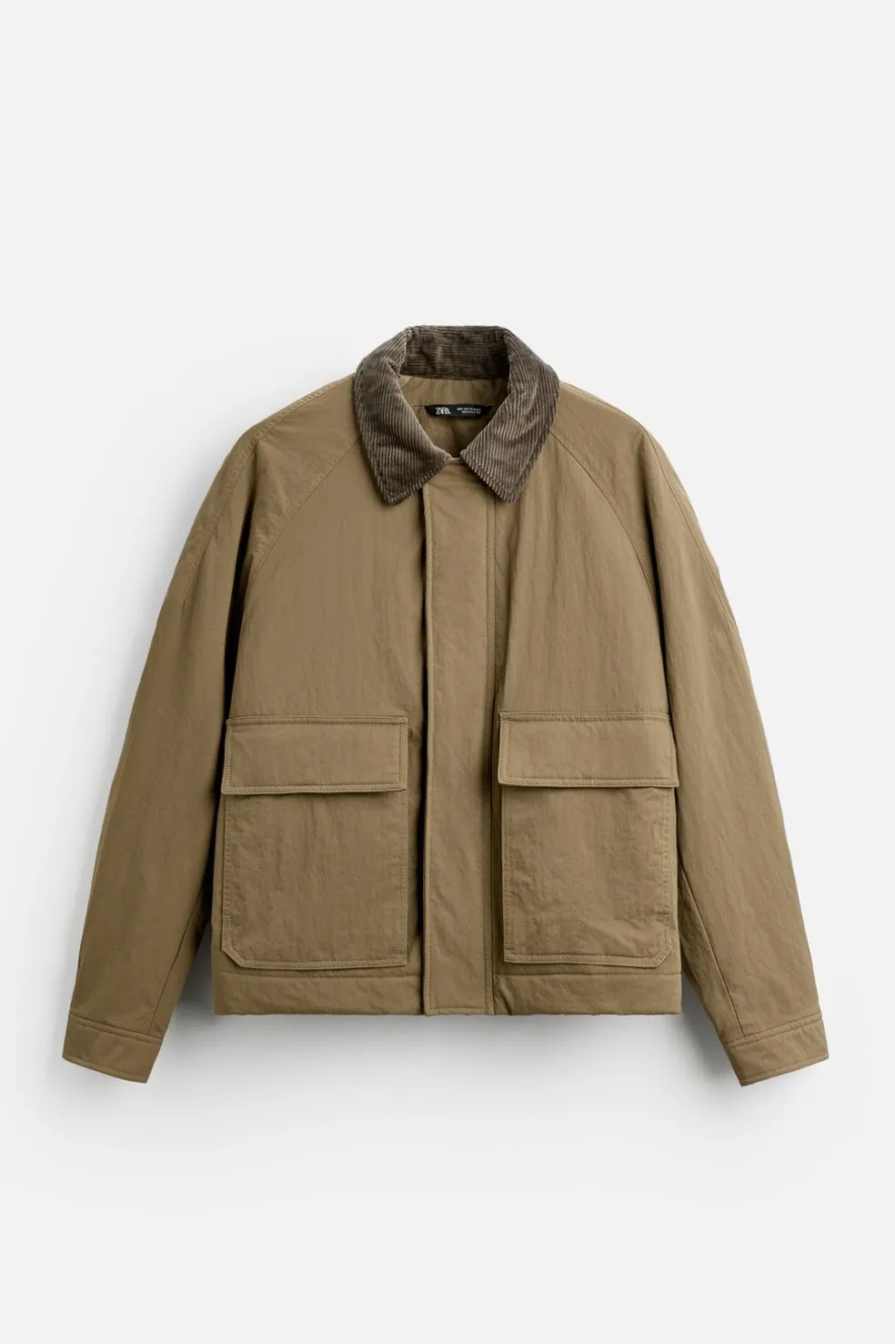 ZARA Blusões^BLUSÃO ACOLCHOADO COM GOLA COMBINADA Bege