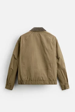 ZARA Blusões^BLUSÃO ACOLCHOADO COM GOLA COMBINADA Bege