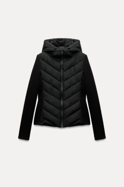 ZARA Blusões^BLUSÃO ACOLCHOADO COMBINADO Preto
