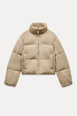 ZARA Sobretudos / Anoraques^BLUSÃO ACOLCHOADO DE MALHA torrado
