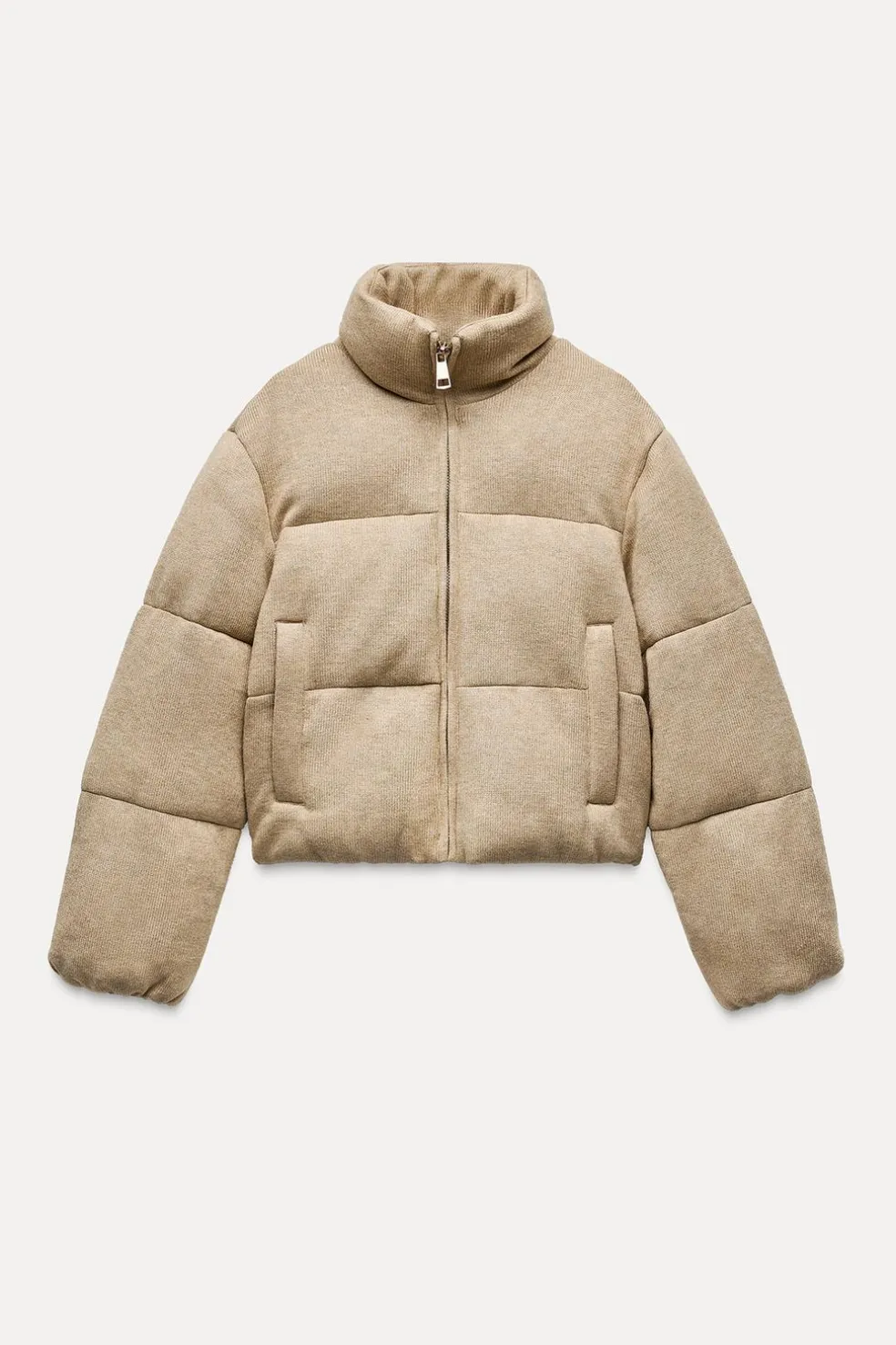 ZARA Sobretudos / Anoraques^BLUSÃO ACOLCHOADO DE MALHA torrado