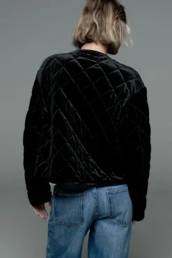 ZARA Blusões^BLUSÃO ACOLCHOADO VELUDO Preto