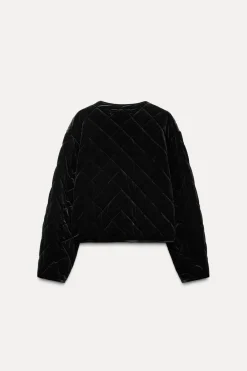 ZARA Blusões^BLUSÃO ACOLCHOADO VELUDO Preto