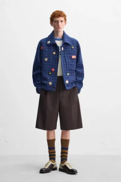 ZARA Blusões^BLUSÃO AOS QUADRADOS X HARRY LAMBERT Azulão