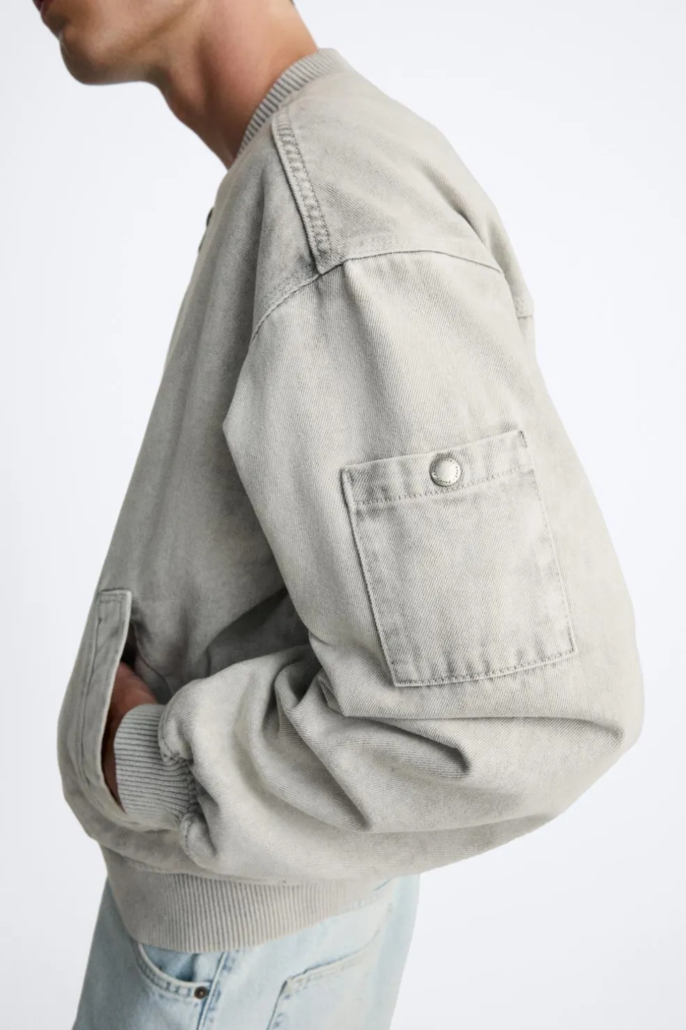 ZARA Blusões^BLUSÃO BOMBER COM ALGODÃO Cinzento-claro