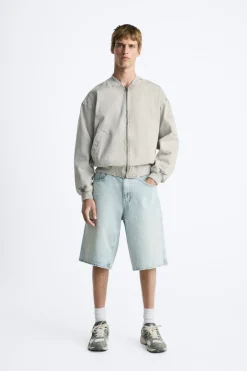 ZARA Blusões^BLUSÃO BOMBER COM ALGODÃO Cinzento-claro