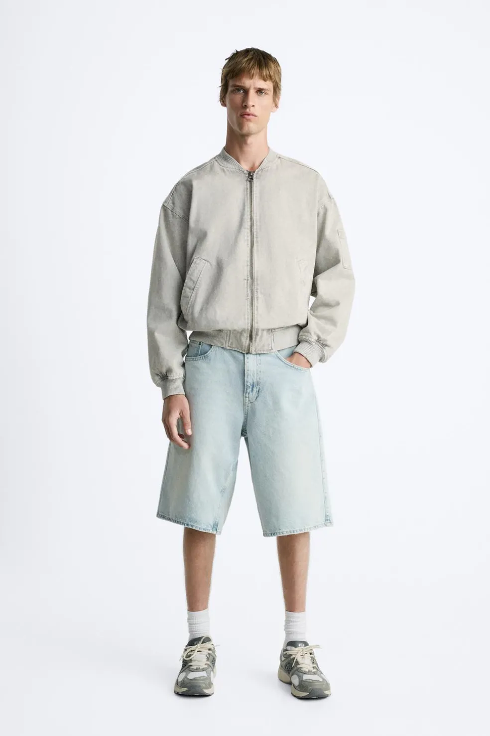 ZARA Blusões^BLUSÃO BOMBER COM ALGODÃO Cinzento-claro
