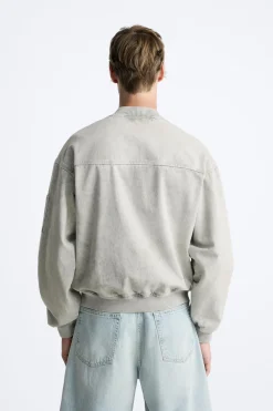 ZARA Blusões^BLUSÃO BOMBER COM ALGODÃO Cinzento-claro