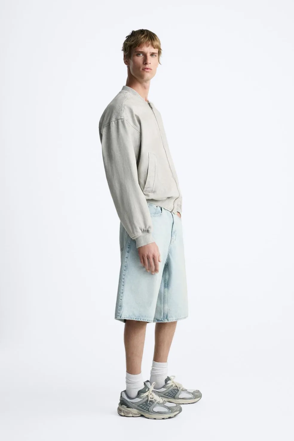 ZARA Blusões^BLUSÃO BOMBER COM ALGODÃO Cinzento-claro
